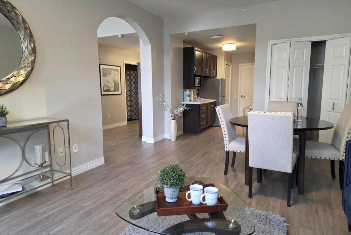 Modern open-plan living and dining area.