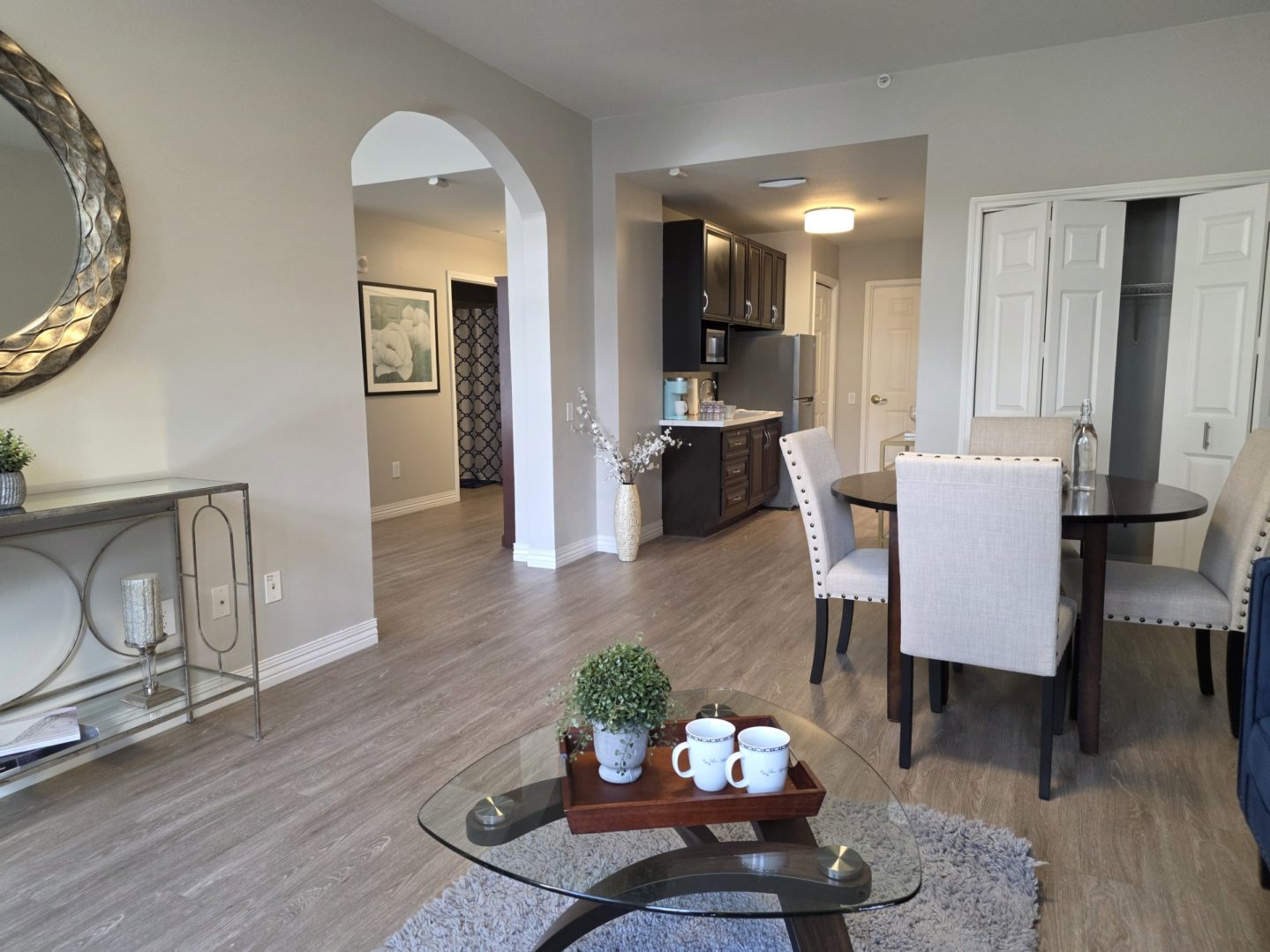 Modern open-plan living and dining area.